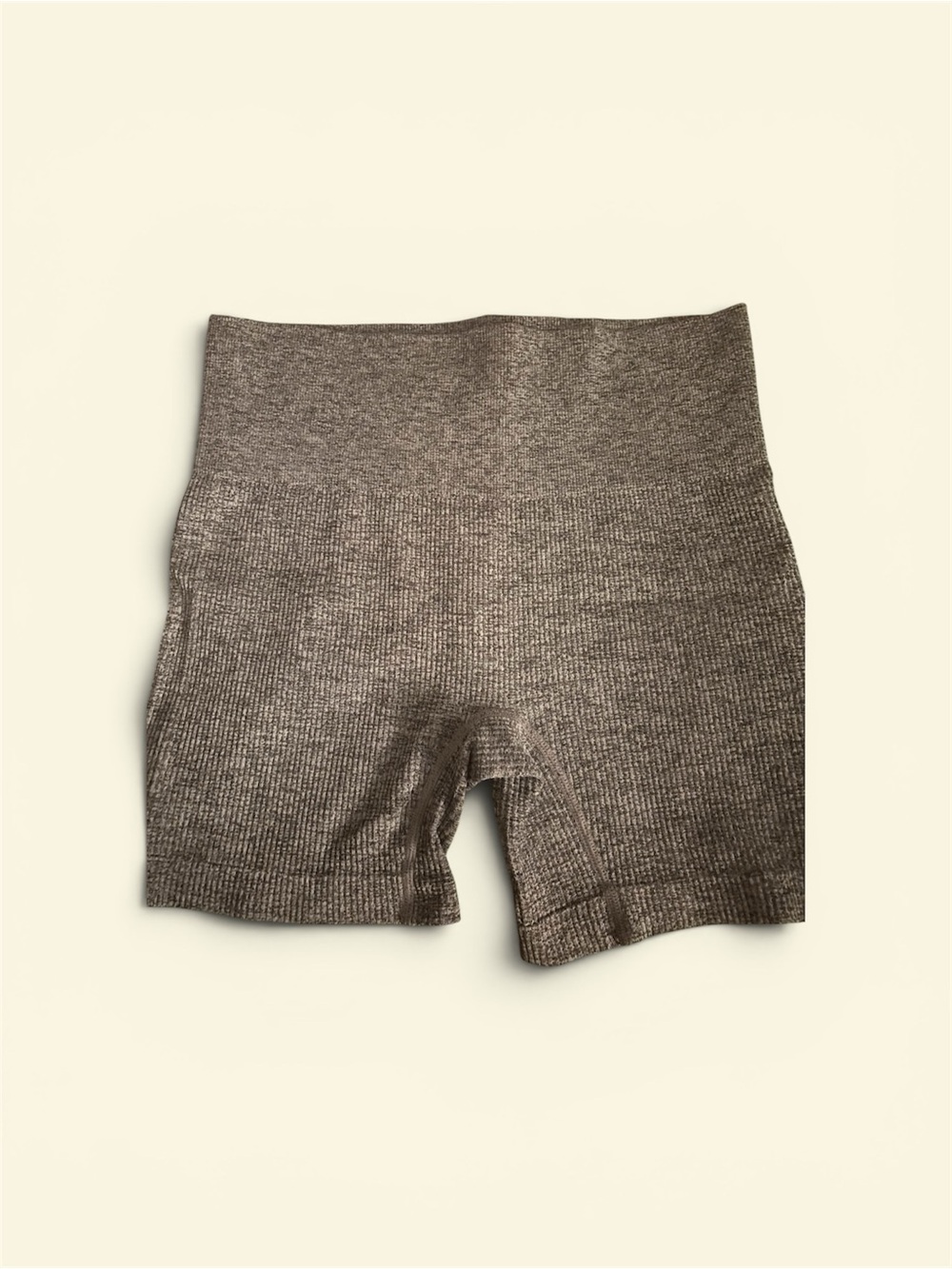 Colsie Ribbed High-Waist Bike Shorts - Taupe Gray